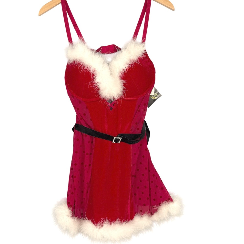Santa Baby Cinema Etoile Set XL Seduction Velvet Red Faux Fur Trim Lingerie NWT